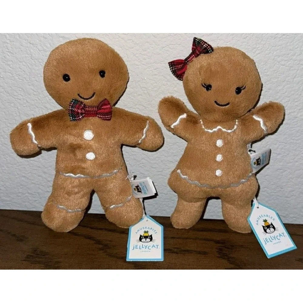 Jellycat Jolly Gingerbread Fred + Ruby + Star + Tree Plush Cookies AUTHENTIC NWT
